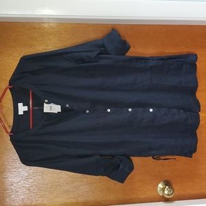 J.Jill Navy Linen Tunic Top